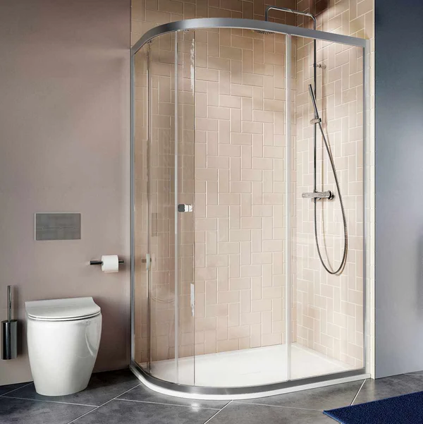 Crosswater Clear 6 Offset Quadrant Shower Door - Silver