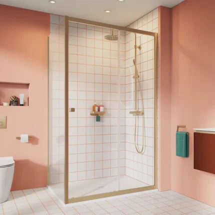 Crosswater Clear 6 Sliding Shower Door & Side Panel - Brushed Brass