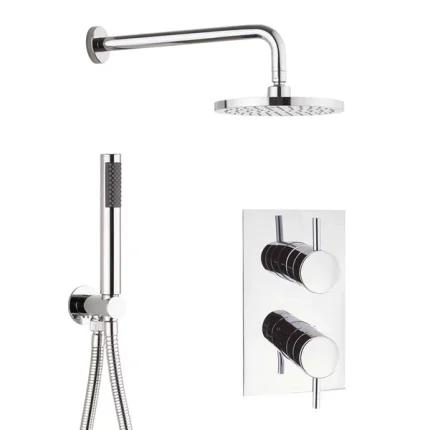 Crosswater Kai Dual Outlet Thermostatic Shower Valve with Pencil Handset and Overhead Shower - Chrome