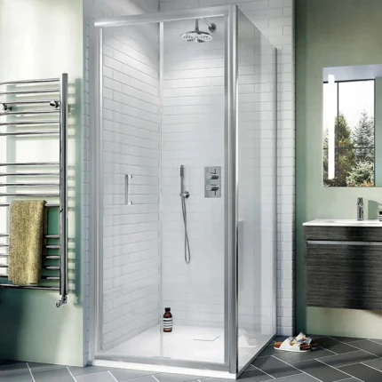 Alternative view of Crosswater Kai Dual Outlet Thermostatic Shower Valve with Pencil Handset and Overhead Shower - Chrome