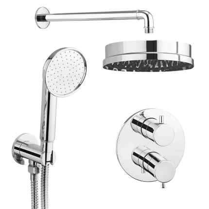 Alternative view of Crosswater MPRO Industrial Dual Thermostatic Round Shower Valve With Handset and Wall Mounted Overhead
