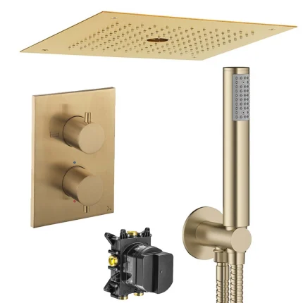 Alternative view of Crosswater MPRO Crossbox 3 Outlet Thermostatic Shower Valve With Stream-Rainfall Overhead and Pencil Handset Kit