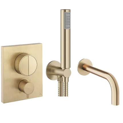 Alternative view of Crosswater MPRO Push 2 Outlet Thermostatic Shower Valve With Pencil Handset and Bath Spout