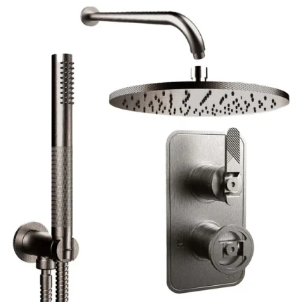 Alternative view of Crosswater Union 2 Outlet Thermostatic Shower Valve With Pencil Handset and Wall Mounted Overhead