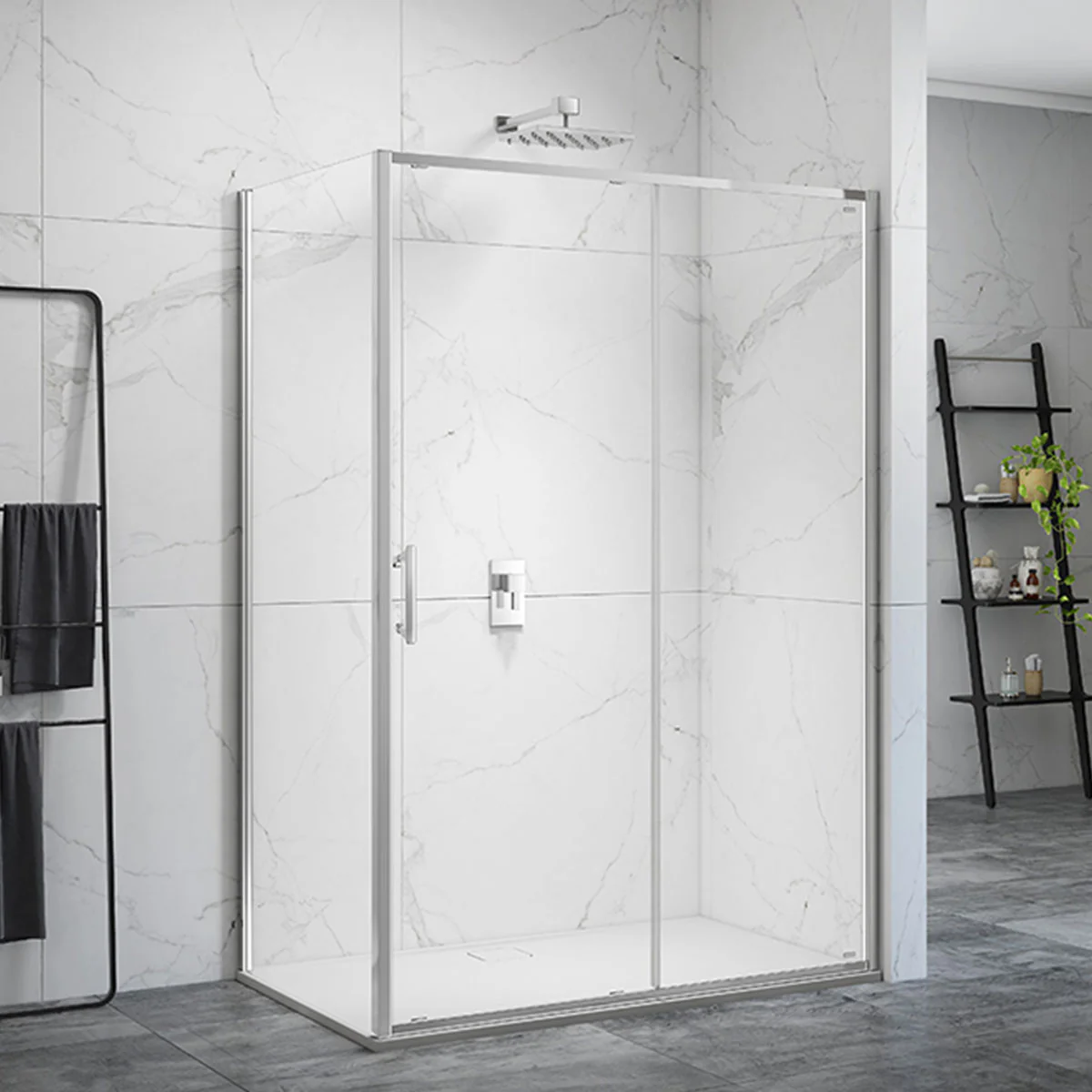 Merlyn 6 Series Sleek Sliding Shower Door and Side Panel - Chrome