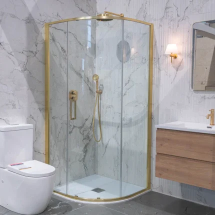 Merlyn 6 Series Sleek Quadrant Sliding Shower Door 900mm - Brushed Brass