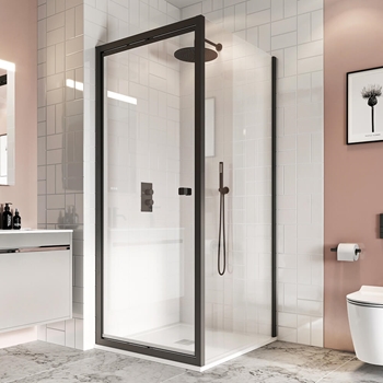 Crosswater Clear 6 Infold Shower Door & Side Panel - Matt Black