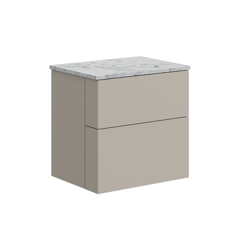 Avenue Two Drawer Vanity with Carrara Marble Worktop - Image 3