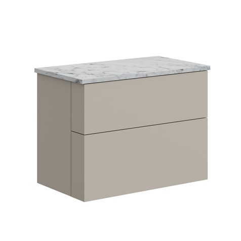 Avenue Two Drawer Vanity with Carrara Marble Worktop - Image 7