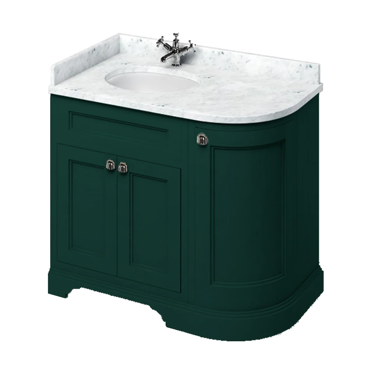 Burlington 1000 Freestanding Curved Corner Vanity Unit With Worktop and Basin - Image 2