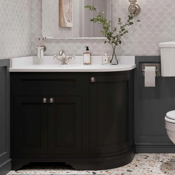 Burlington 1000 Freestanding Curved Corner Vanity Unit With Worktop and Basin - Image 5