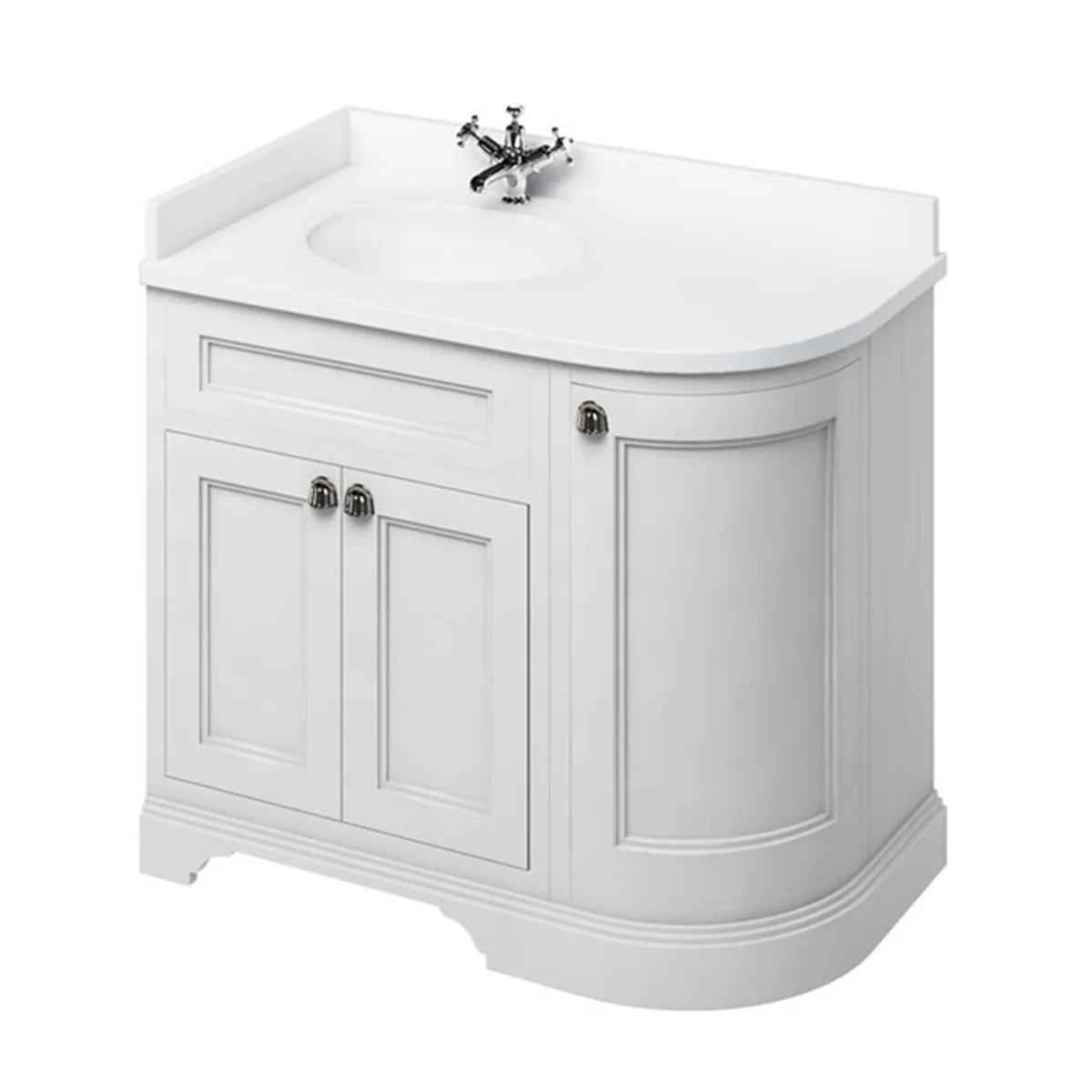 Burlington 1000 Freestanding Curved Corner Vanity Unit With Worktop and Basin - Image 8