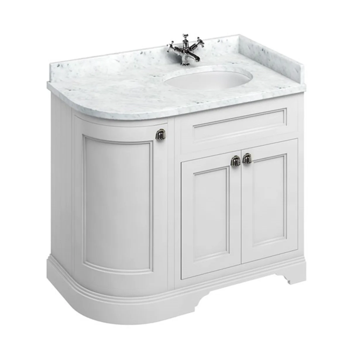 Burlington 1000 Freestanding Curved Corner Vanity Unit With Worktop and Basin - Image 10