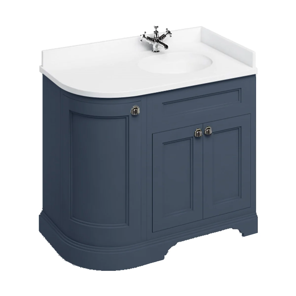 Burlington 1000 Freestanding Curved Corner Vanity Unit With Worktop and Basin - Image 15