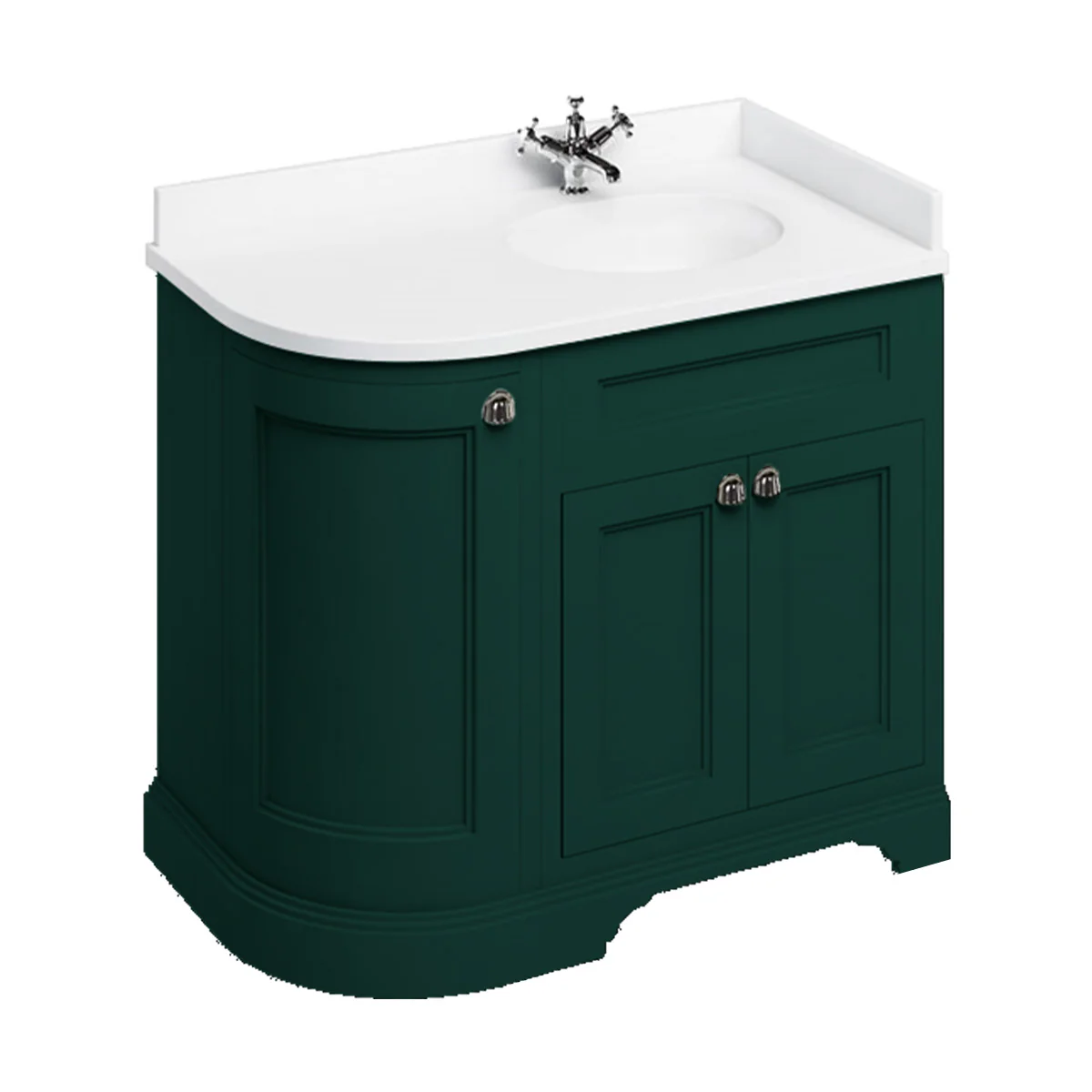 Burlington 1000 Freestanding Curved Corner Vanity Unit With Worktop and Basin - Image 16