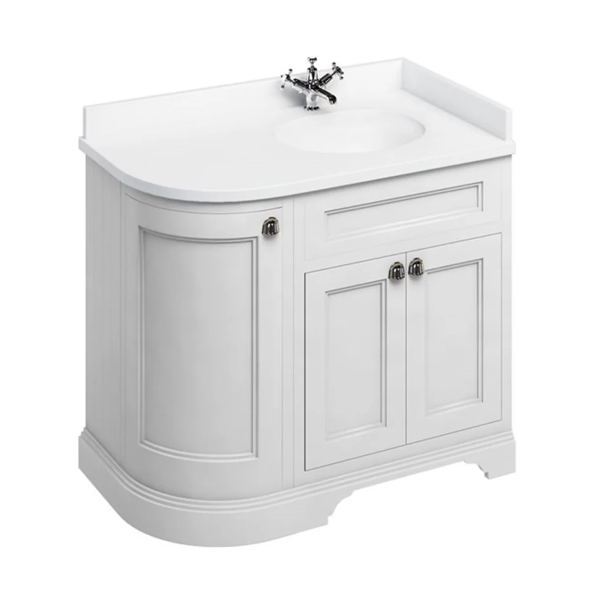Burlington 1000 Freestanding Curved Corner Vanity Unit With Worktop and Basin - Image 17