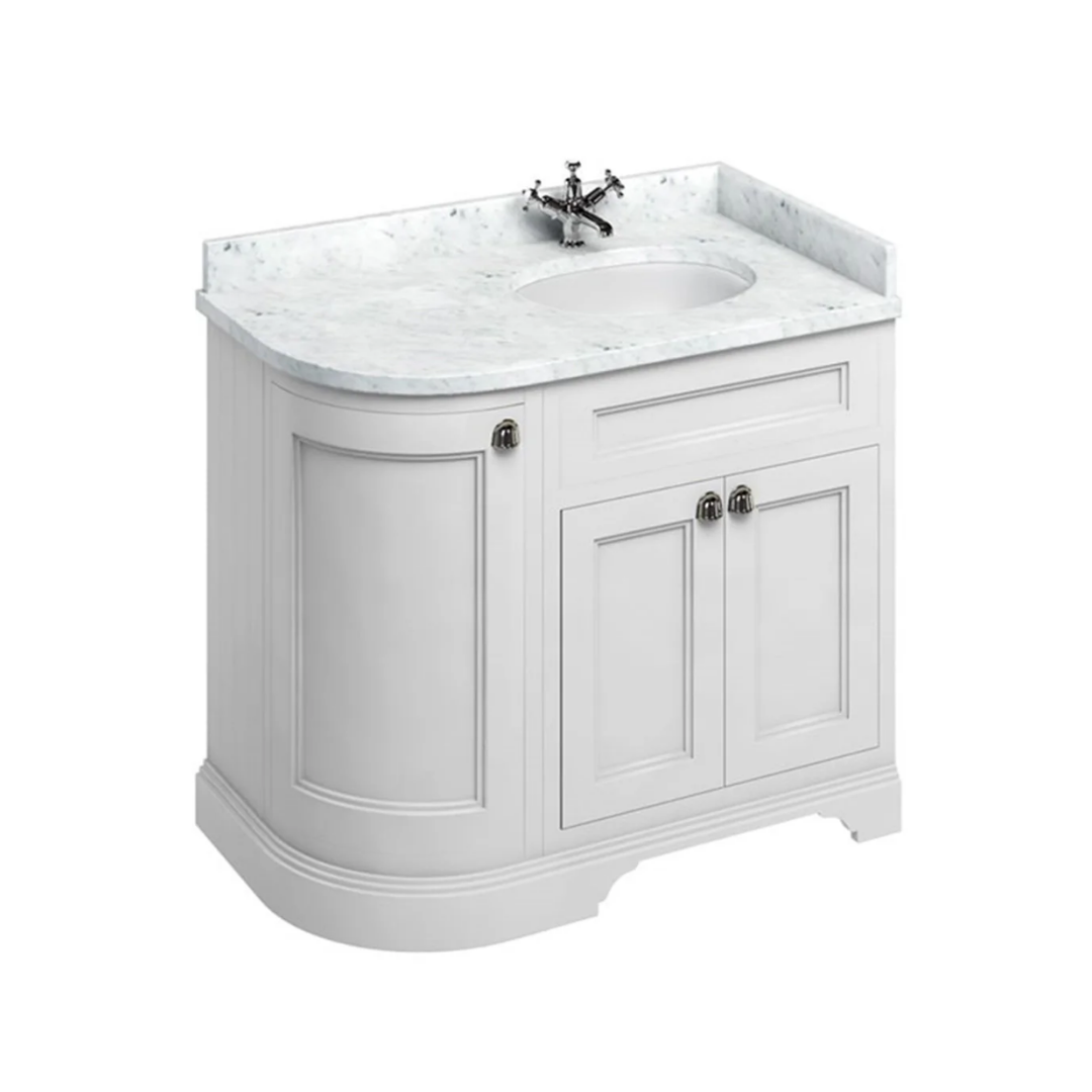 Burlington 1000 Freestanding Curved Corner Vanity Unit With Worktop and Basin