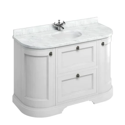 Burlington 1340 Freestanding 2 Drawer 2 Door Curved Vanity Unit With Worktop and Basin