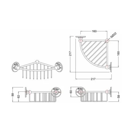 Alternative view of Burlington Corner Shower Basket Wall Mounted