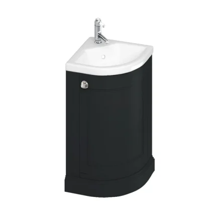 Burlington 43 Freestanding Curved Corner Vanity Unit with Basin - Matt Black