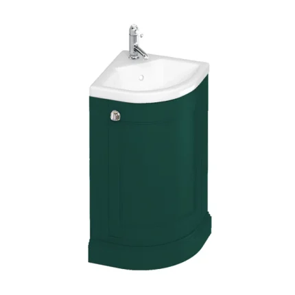 Burlington 43 Freestanding Curved Corner Vanity Unit with Basin - Matt Green