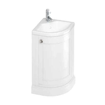 Burlington 43 Freestanding Curved Corner Vanity Unit with Basin - Matt White
