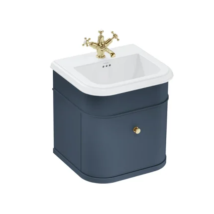 Burlington Chalfont Wall Mounted Vanity Unit With Ceramic Washbasin - Blue