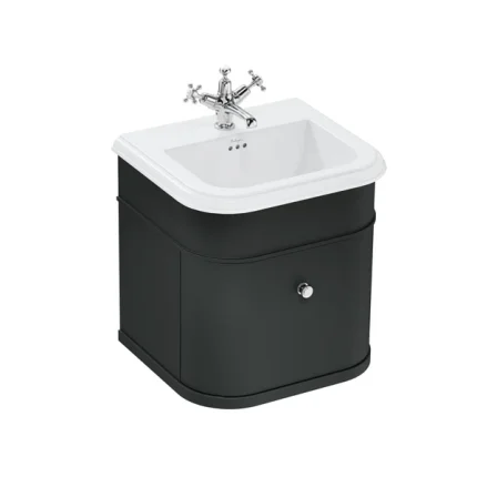 Burlington Chalfont Wall Mounted Vanity Unit With Ceramic Washbasin - Matt Black