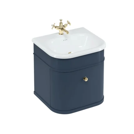 Burlington Chalfont Wall Mounted Vanity Unit With Roll Top Washbasin - Blue