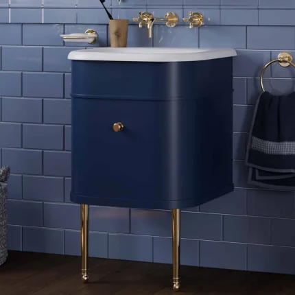 Alternative view of Burlington Chalfont Wall Mounted Vanity Unit With Roll Top Washbasin - Blue