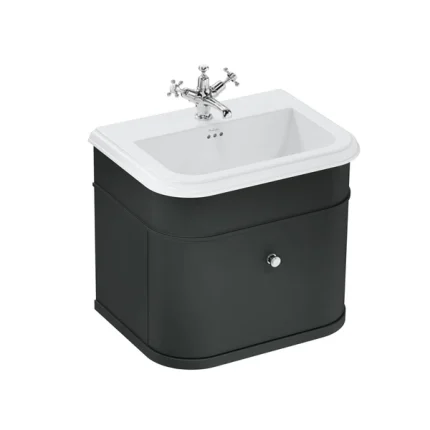 Alternative view of Burlington Chalfont Wall Mounted Vanity Unit With Ceramic Washbasin - Matt Black