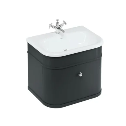 Alternative view of Burlington Chalfont Wall Mounted Vanity Unit With Roll Top Washbasin - Matt Black