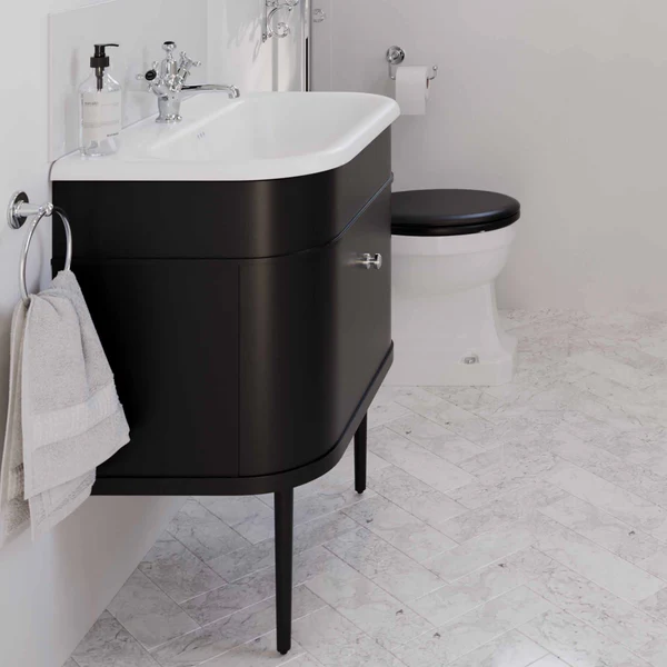 Burlington Chalfont Wall Mounted Vanity Unit With Roll Top Washbasin - Matt Black - Image 4