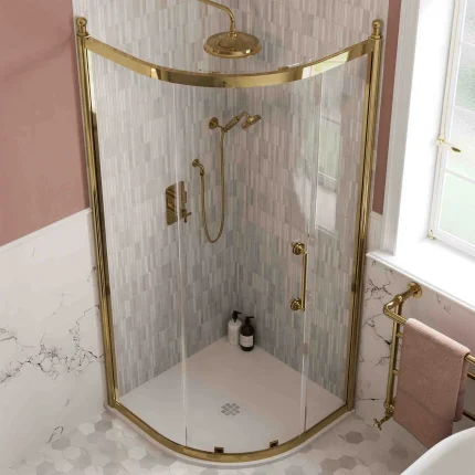 Alternative view of Burlington Classique Quadrant Sliding Shower Door - Gold