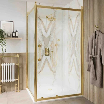 Alternative view of Burlington Classique Sliding Shower Door - Gold