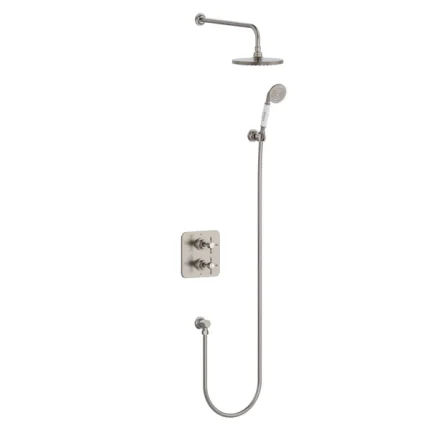 Burlington Guild Thermostatic Dual Outlet Shower Valve with Shower Handset and Overhead - Brushed Nickel Save 25%
