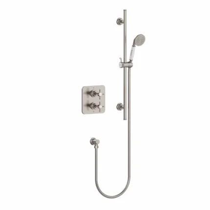 Burlington Guild Thermostatic Single Outlet Shower Valve with Slide Rail Handset - Brushed Nickel