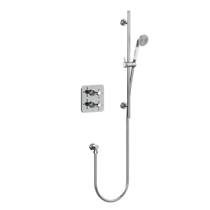 Burlington Guild Thermostatic Single Outlet Shower Valve with Slide Rail Handset - Chrome