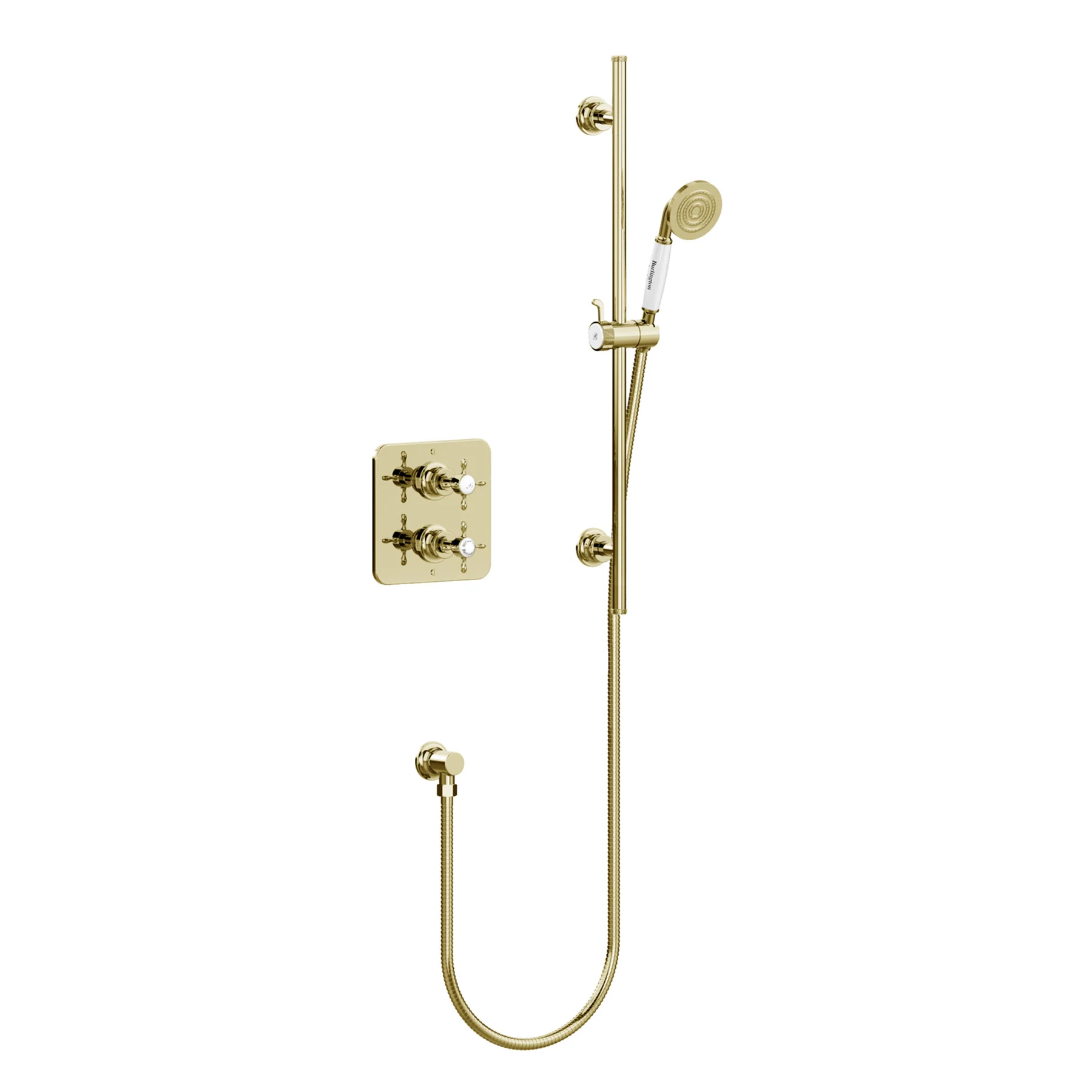 Burlington Guild Thermostatic Single Outlet Shower Valve with Slide Rail Handset - Gold