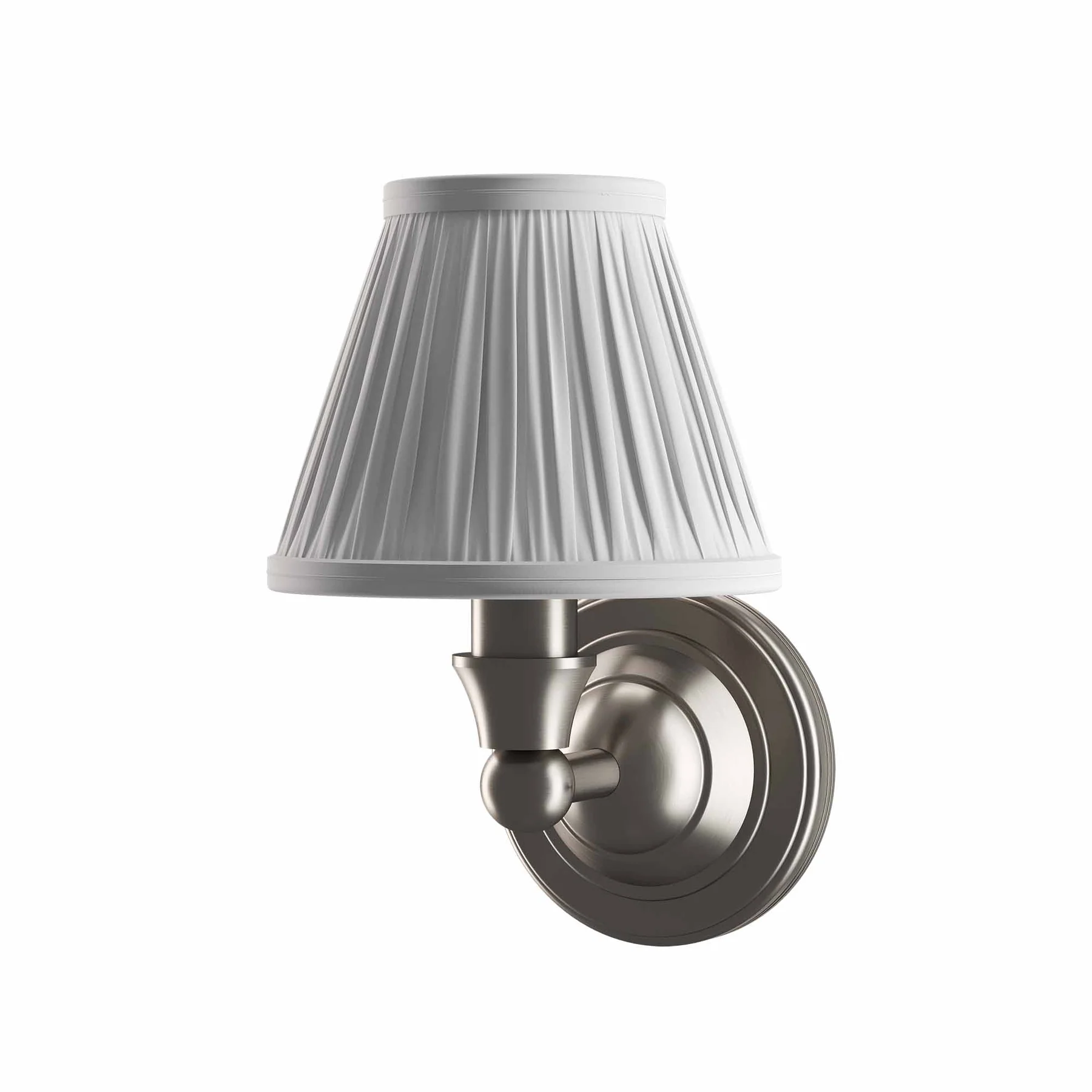 Burlington LED Bathroom Round Wall Light & White Fine Pleated Shade - Image 2