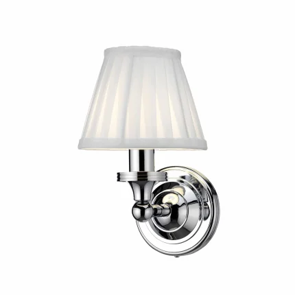 Burlington LED Bathroom Round Wall Light & White Fine Pleated Shade