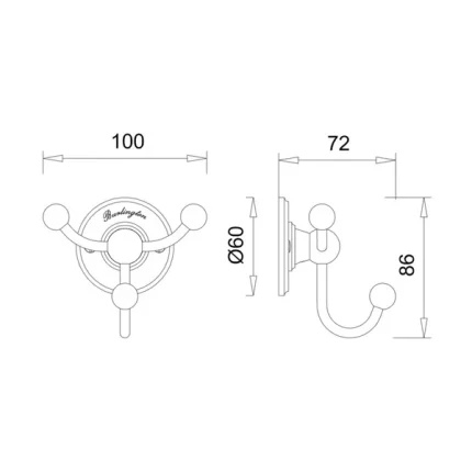 Alternative view of Burlington Triple Robe Hook