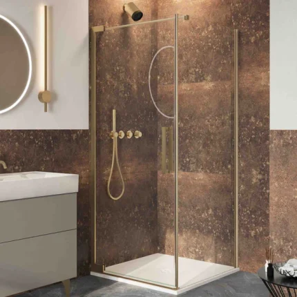 Crosswater Asura Hinged Shower Door & Side Panel - Brushed Brass