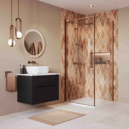 Alternative view of Crosswater Asura Hinged Shower Door & Side Panel - Brushed Bronze