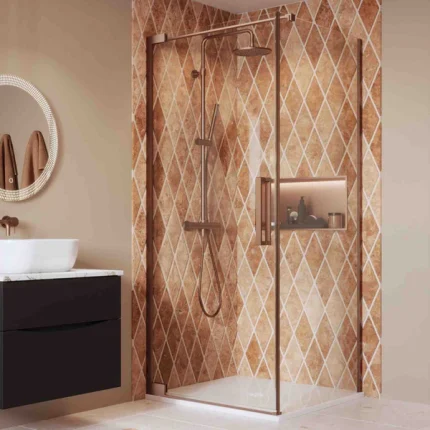 Crosswater Asura Hinged Shower Door & Side Panel - Brushed Bronze