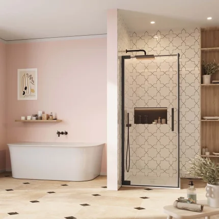 Alternative view of Crosswater Asura Hinged Shower Door & Side Panel - Matt Back