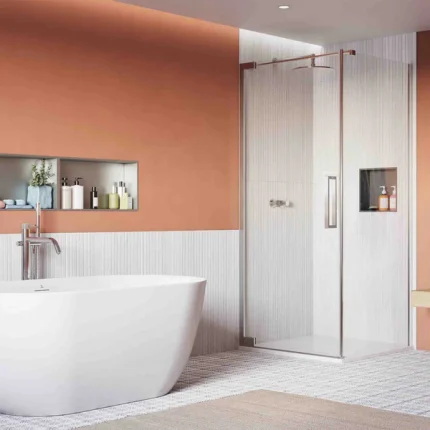 Alternative view of Crosswater Asura Hinged Shower Door & Side Panel - Polished Stainless Steel