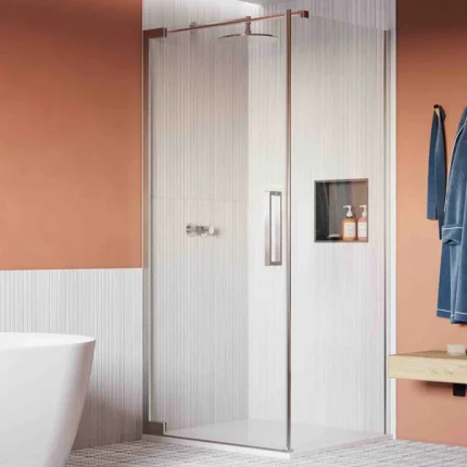 Crosswater Asura Hinged Shower Door & Side Panel - Polished Stainless Steel