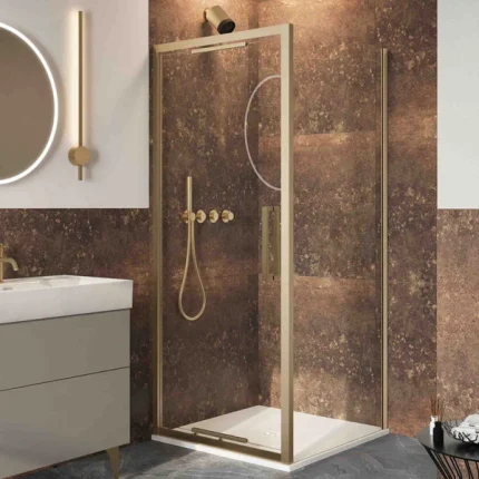 Crosswater Asura Infold Shower Door & Side Panel - Brushed Brass