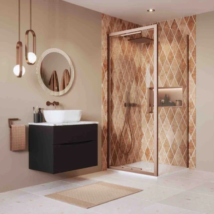 Alternative view of Crosswater Asura Infold Shower Door & Side Panel - Brushed Bronze